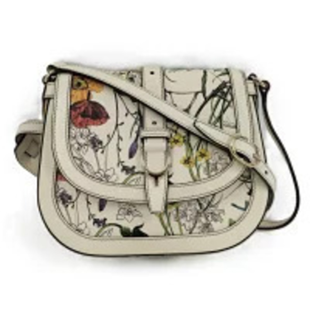 Gucci Shoulder Bag Flora Flower Leather White Multicolor